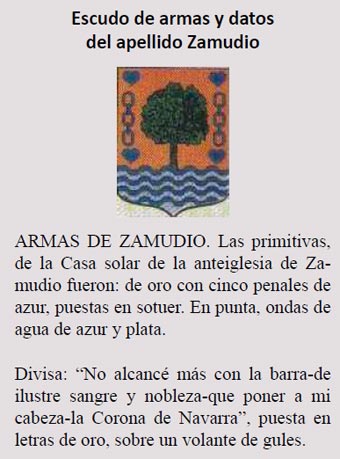 Escudo de armas y datos del apellido Zamudio.