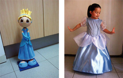 Muñeca de cenicienta - Niña morena vestida de princesa.