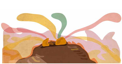 Ilustración de Onii Planett para el cuento Huaca del Cerro Peladeros.