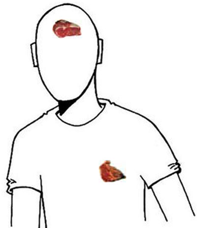 Ilustración de los efectos de la carne en el organismo.
