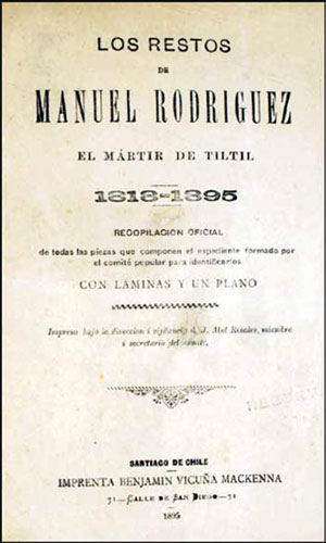 Documento sobre los restos de Manuel Rodríguez.
