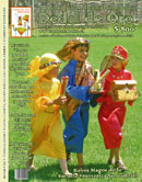 Tres niños de la Escuela Fronteriza San Gabriel, vestidos de Reyes Magos