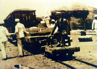 Ferrocarril de carga en la estación El Volcán, 1914