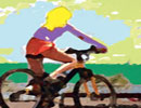 Ilustración de una joven en bicicleta